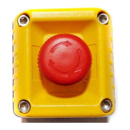 Springer Controls Co T.E.R., F71EY10000000001 VICTOR Wall Mount Control Station, Yellow, 1 Hole Latched E-Stop F71EY10000000001